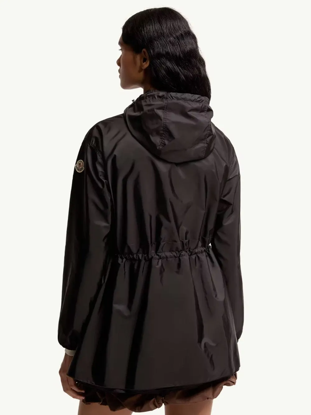 Black Hooded Ruched Rain Jacket sold by Fashion Clinic product image thumbnail 4
