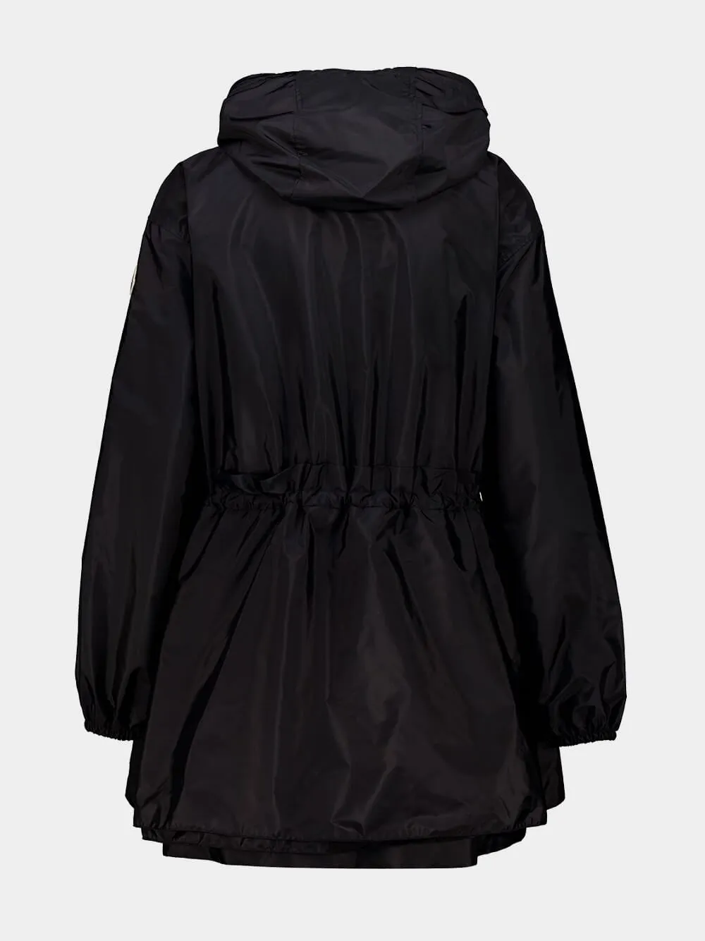 Black Hooded Ruched Rain Jacket sold by Fashion Clinic product image thumbnail 3