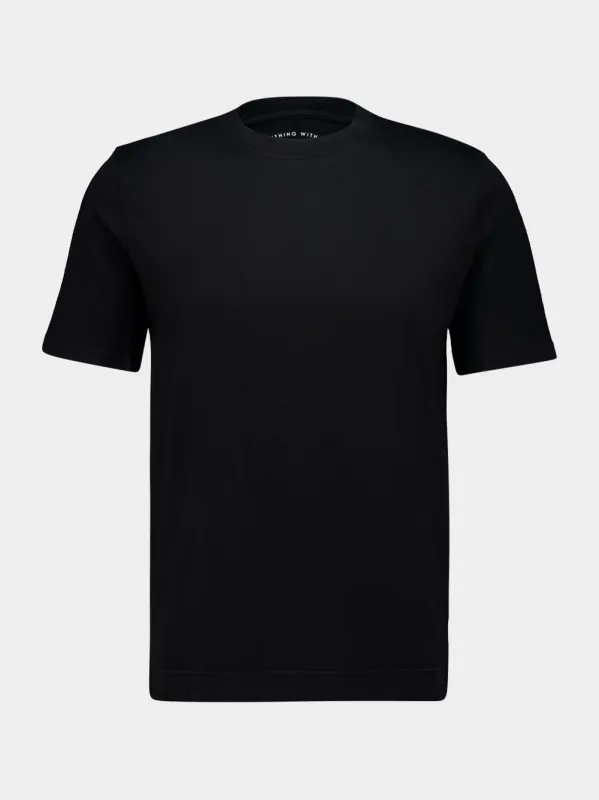 Black Knitted Cotton T-Shirt made by Fedeli