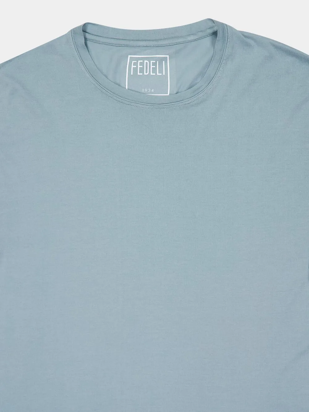 Light Cyan Knitted Cotton T-Shirt sold by Fashion Clinic product image thumbnail 3