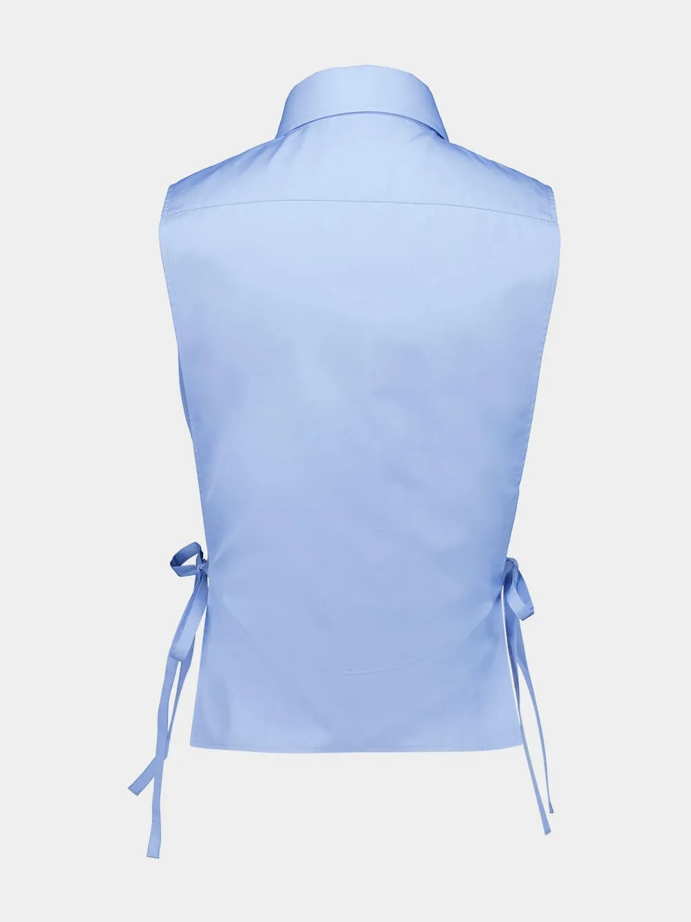Light Blue Sleeveless Poplin Shirt sold by Fashion Clinic product image thumbnail 4