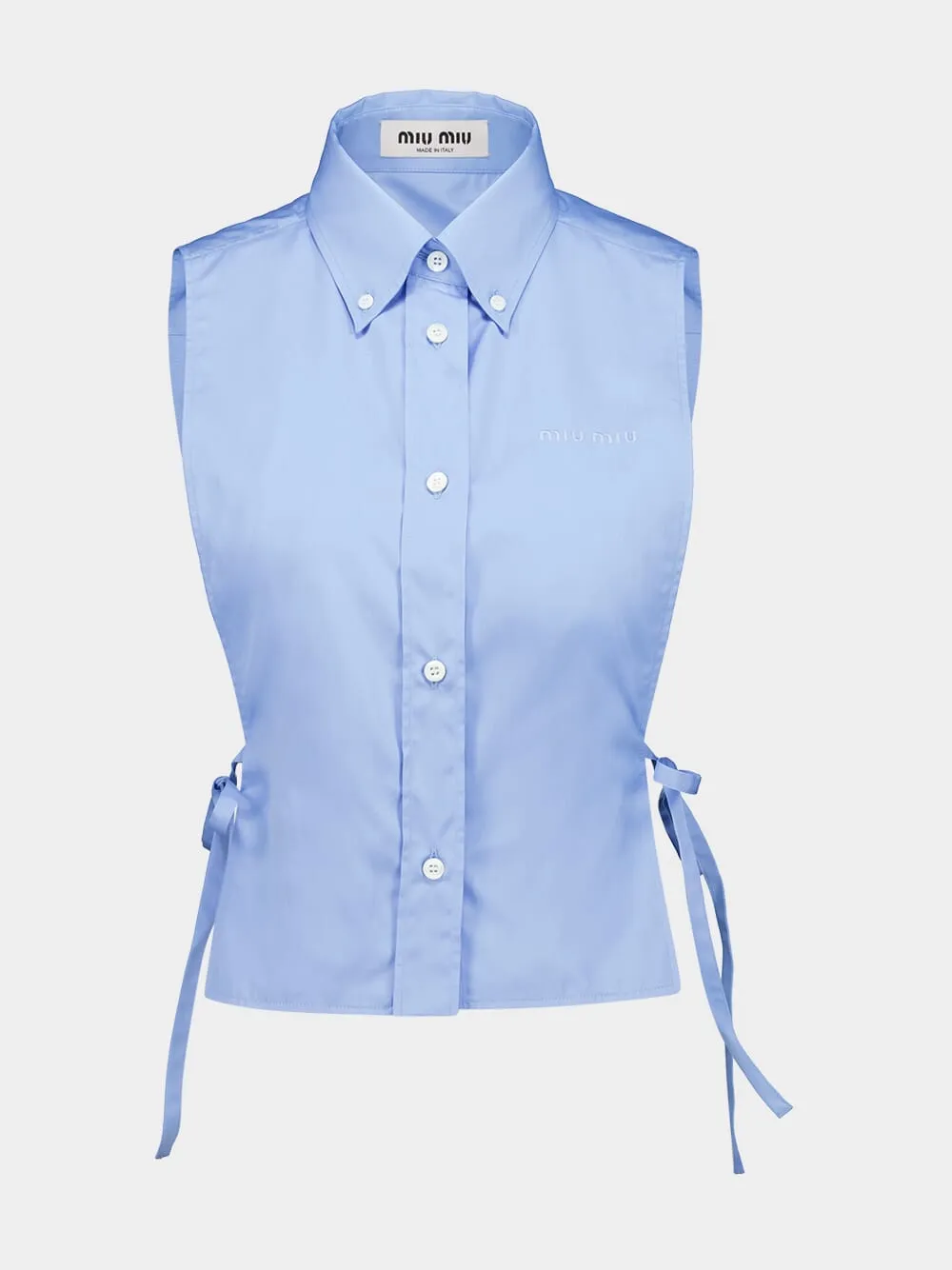 Light Blue Sleeveless Poplin Shirt sold by Fashion Clinic product image thumbnail 2