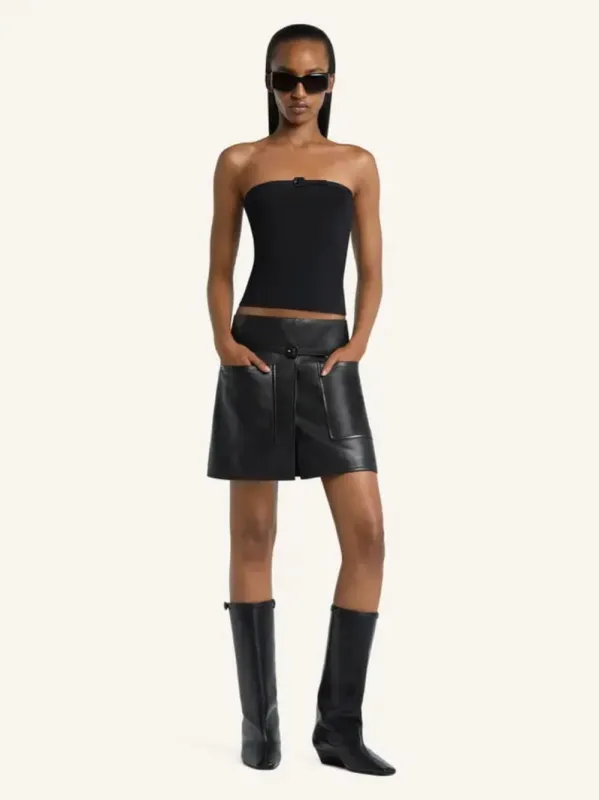Black Buckle Knit Bustier Top made by Courreges