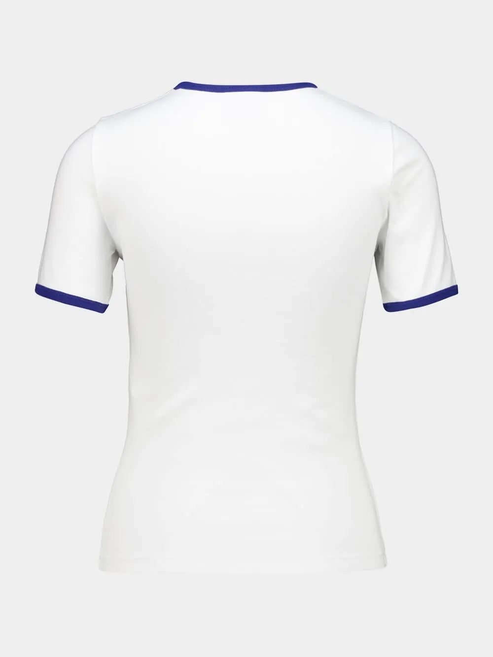 White and Mineral Blue Contrast Cotton T-Shirt sold by Fashion Clinic product image thumbnail 3