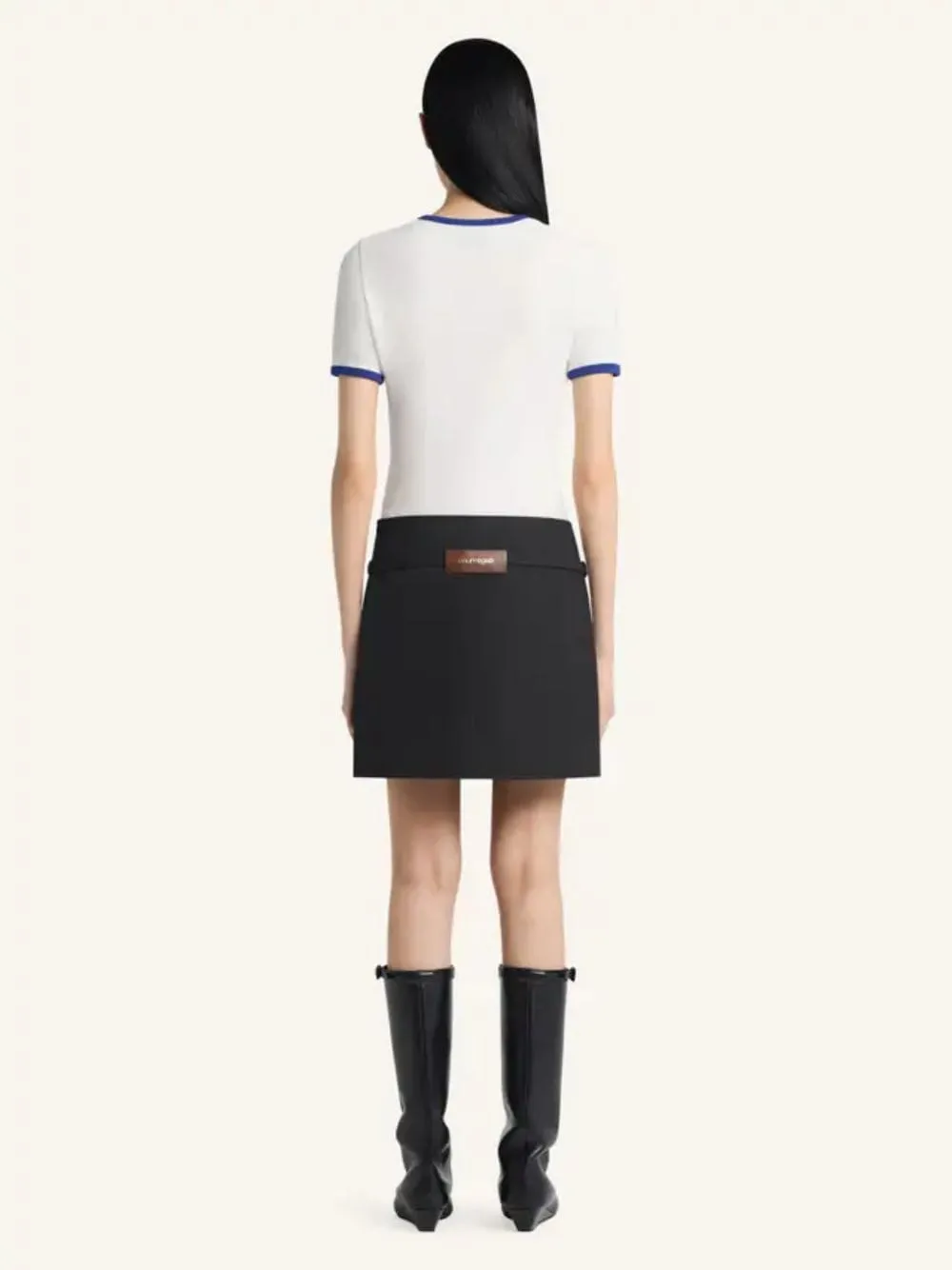 White and Mineral Blue Contrast Cotton T-Shirt sold by Fashion Clinic product image thumbnail 4