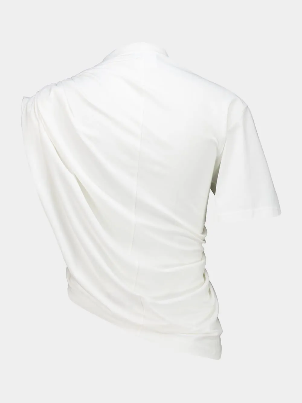 White Asymmetrical Twist Cotton T-Shirt sold by Fashion Clinic product image thumbnail 4