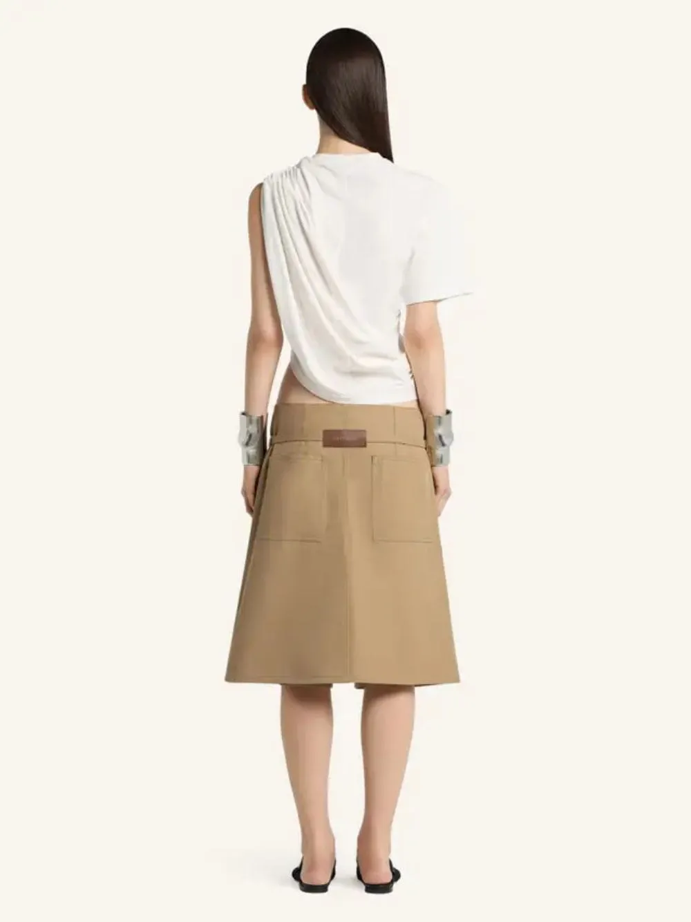 White Asymmetrical Twist Cotton T-Shirt sold by Fashion Clinic product image thumbnail 3