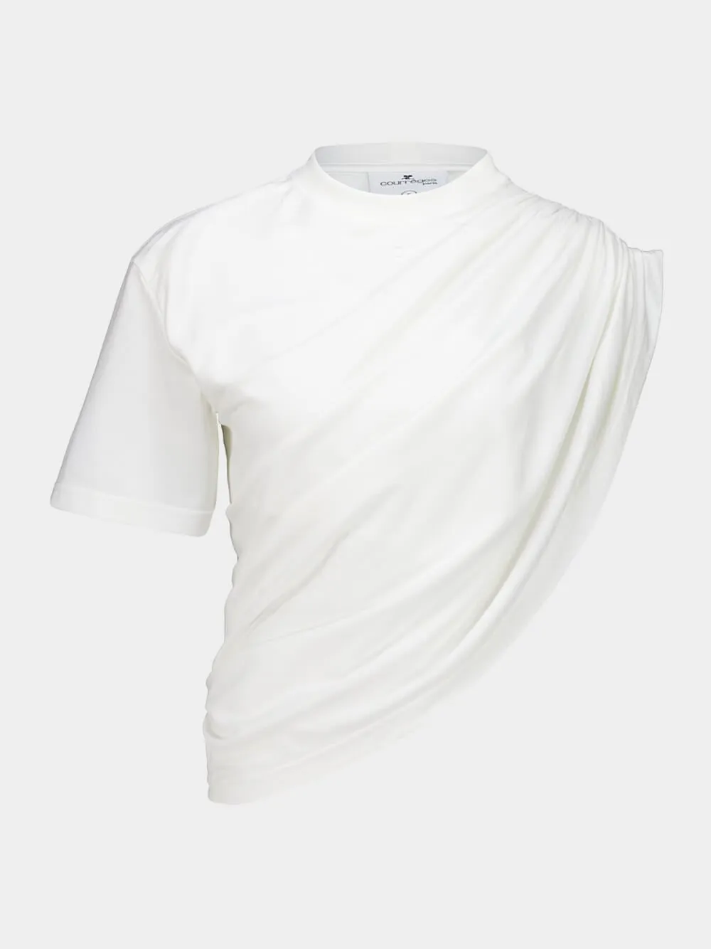 White Asymmetrical Twist Cotton T-Shirt sold by Fashion Clinic product image thumbnail 2