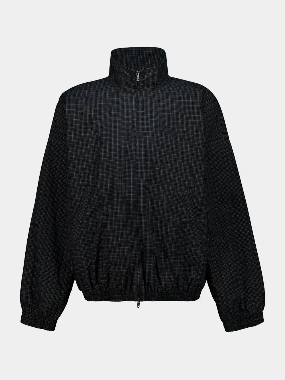 Navy Micro Tartan Track Jacket sold by Fashion Clinic