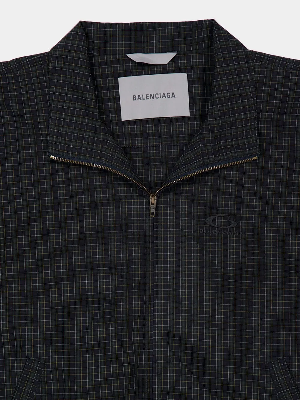 Navy Micro Tartan Track Jacket sold by Fashion Clinic product image thumbnail 5