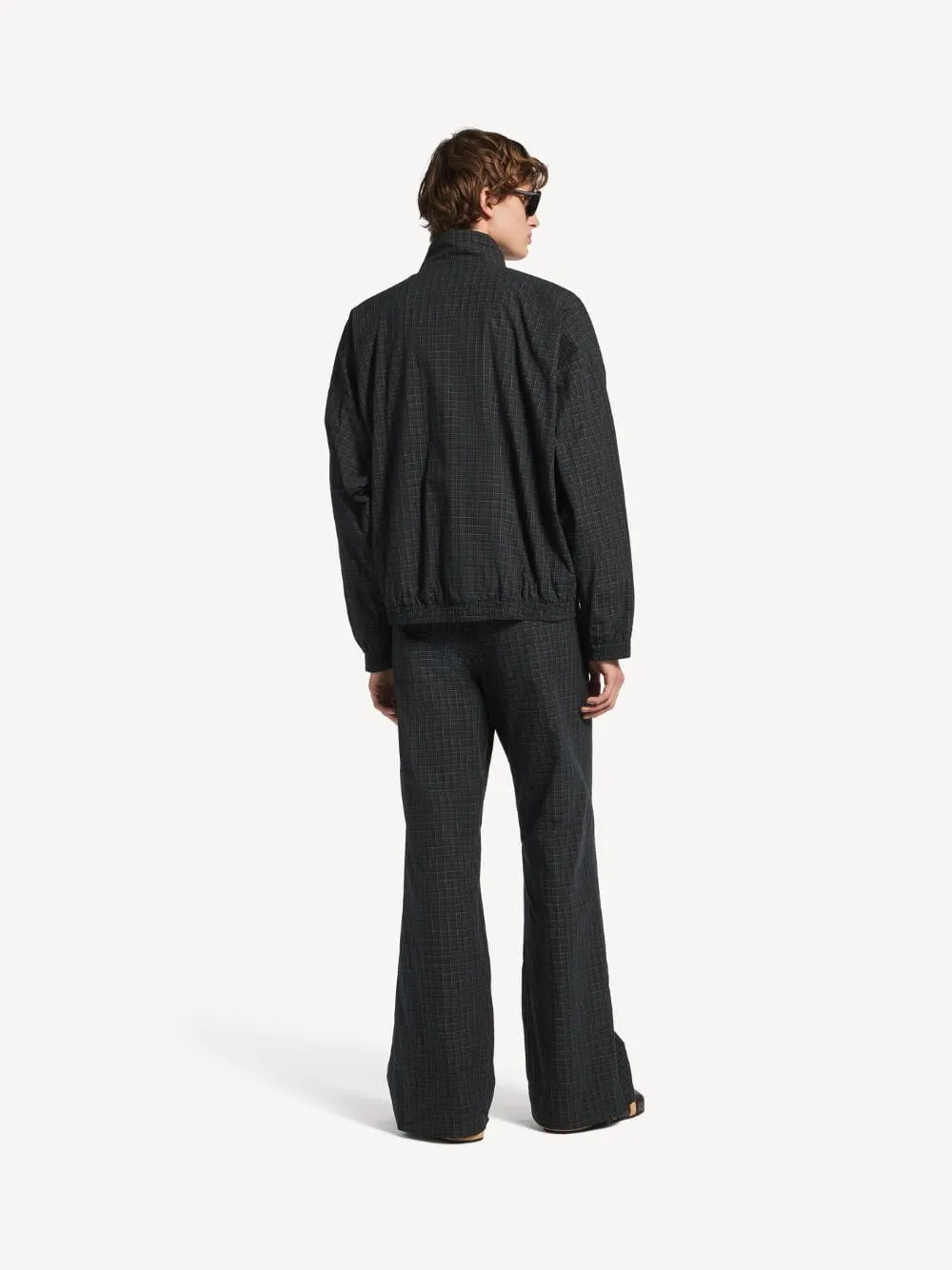 Navy Micro Tartan Track Jacket sold by Fashion Clinic product image thumbnail 4