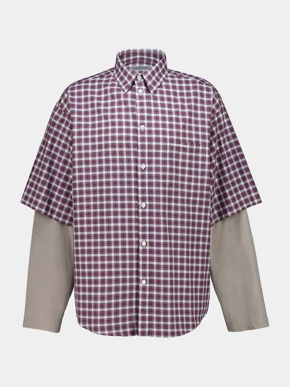 Red and Navy Checked Hybrid Shirt sold by Fashion Clinic product image thumbnail 2