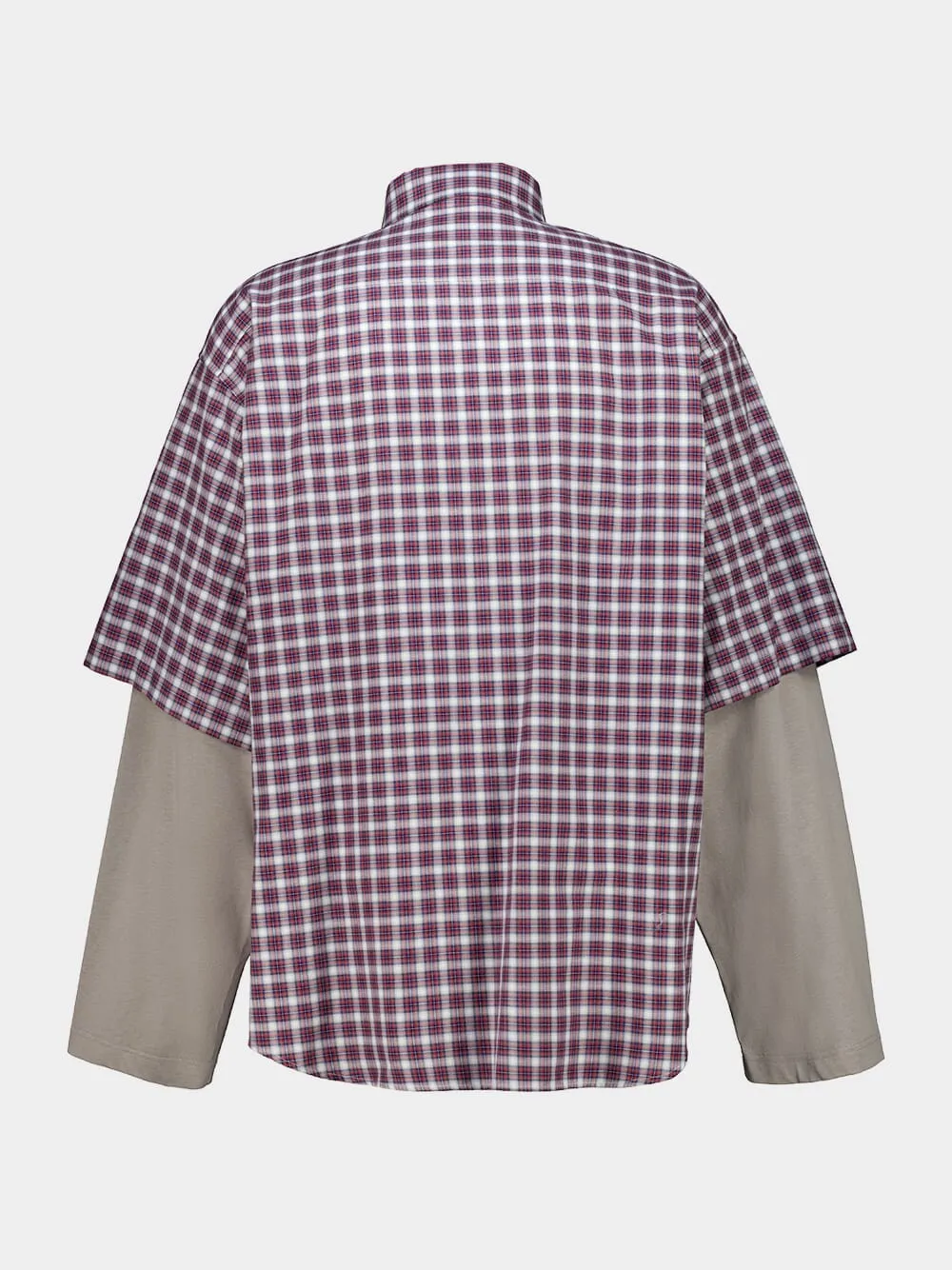 Red and Navy Checked Hybrid Shirt sold by Fashion Clinic product image thumbnail 4