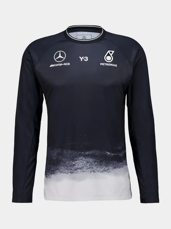 Black Mercedes Long Sleeve T-Shirt made by Y-3
