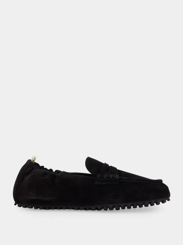 Black Travis 001 Suede Loafers made by Officine Creative