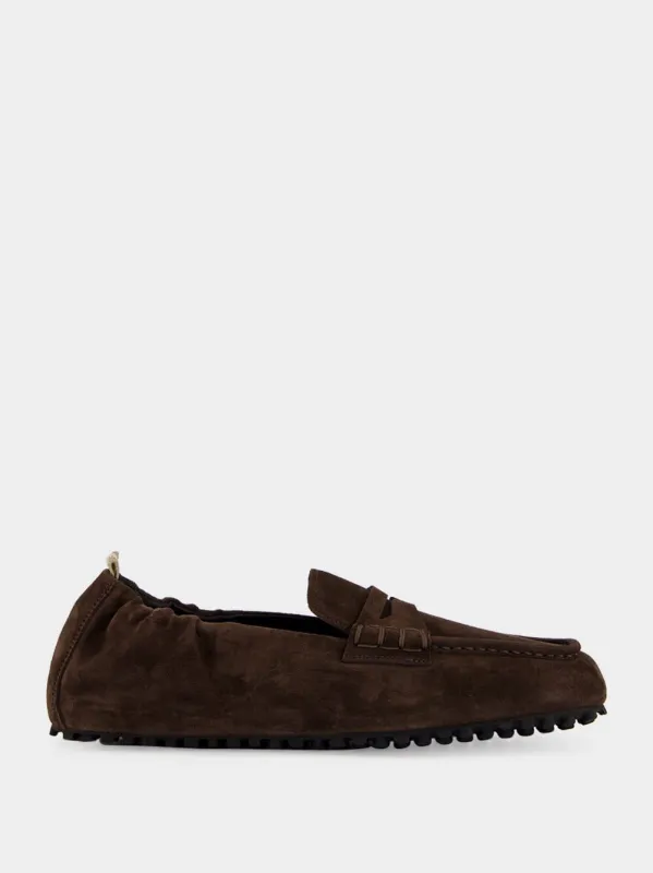Brown Travis 001 Suede Loafers made by Officine Creative