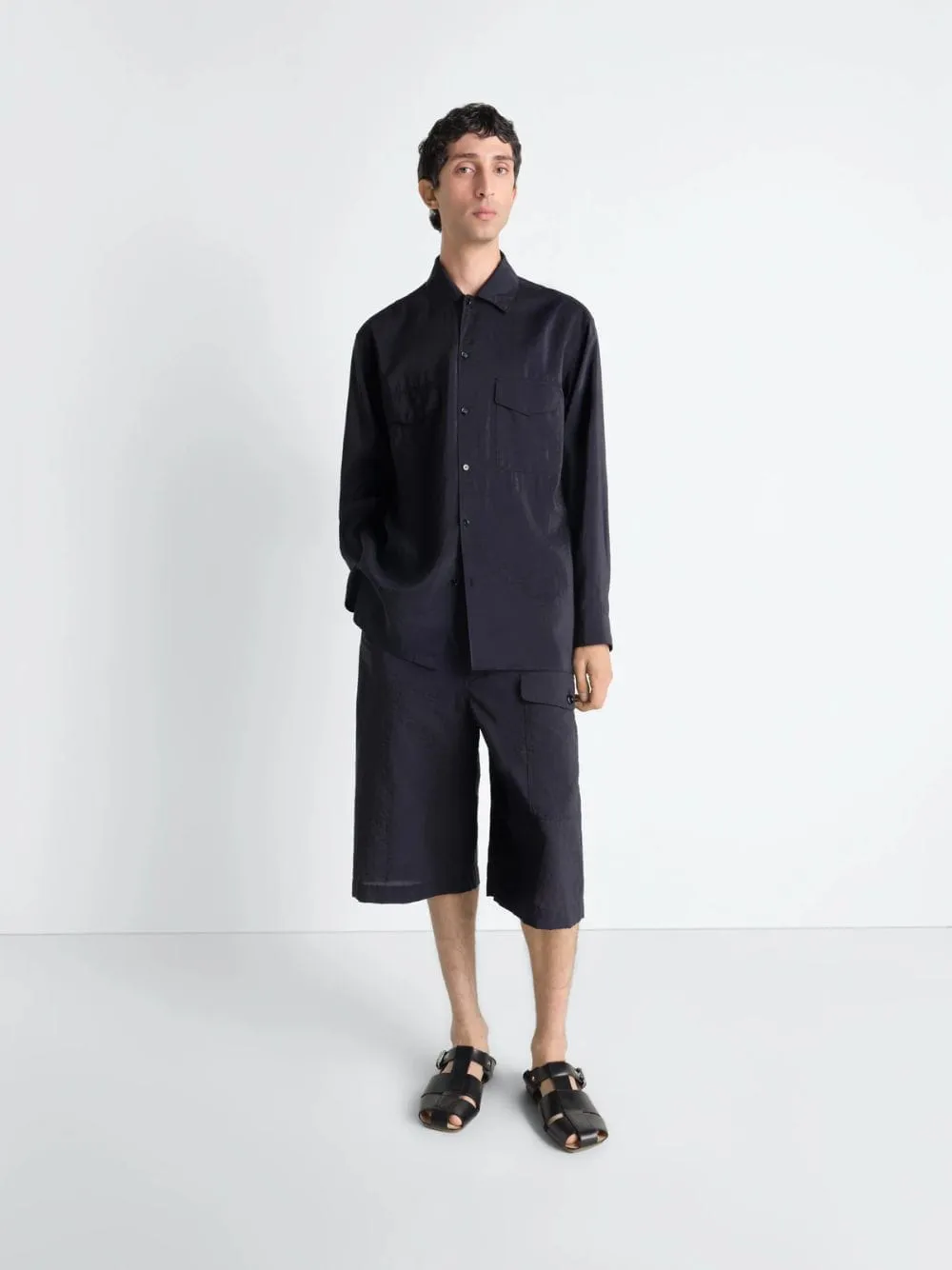 Squid Ink Washed Technical Cotton Cargo Shorts sold by Fashion Clinic product image thumbnail 2