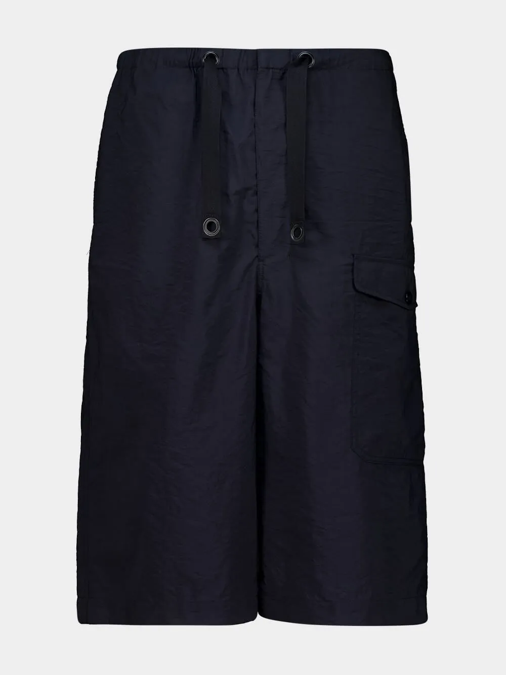 Squid Ink Washed Technical Cotton Cargo Shorts sold by Fashion Clinic