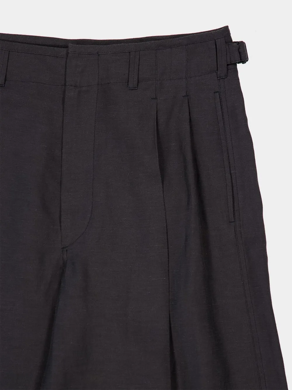 Ash Black Pleated Viscose Linen Tailored Pants sold by Fashion Clinic product image thumbnail 5