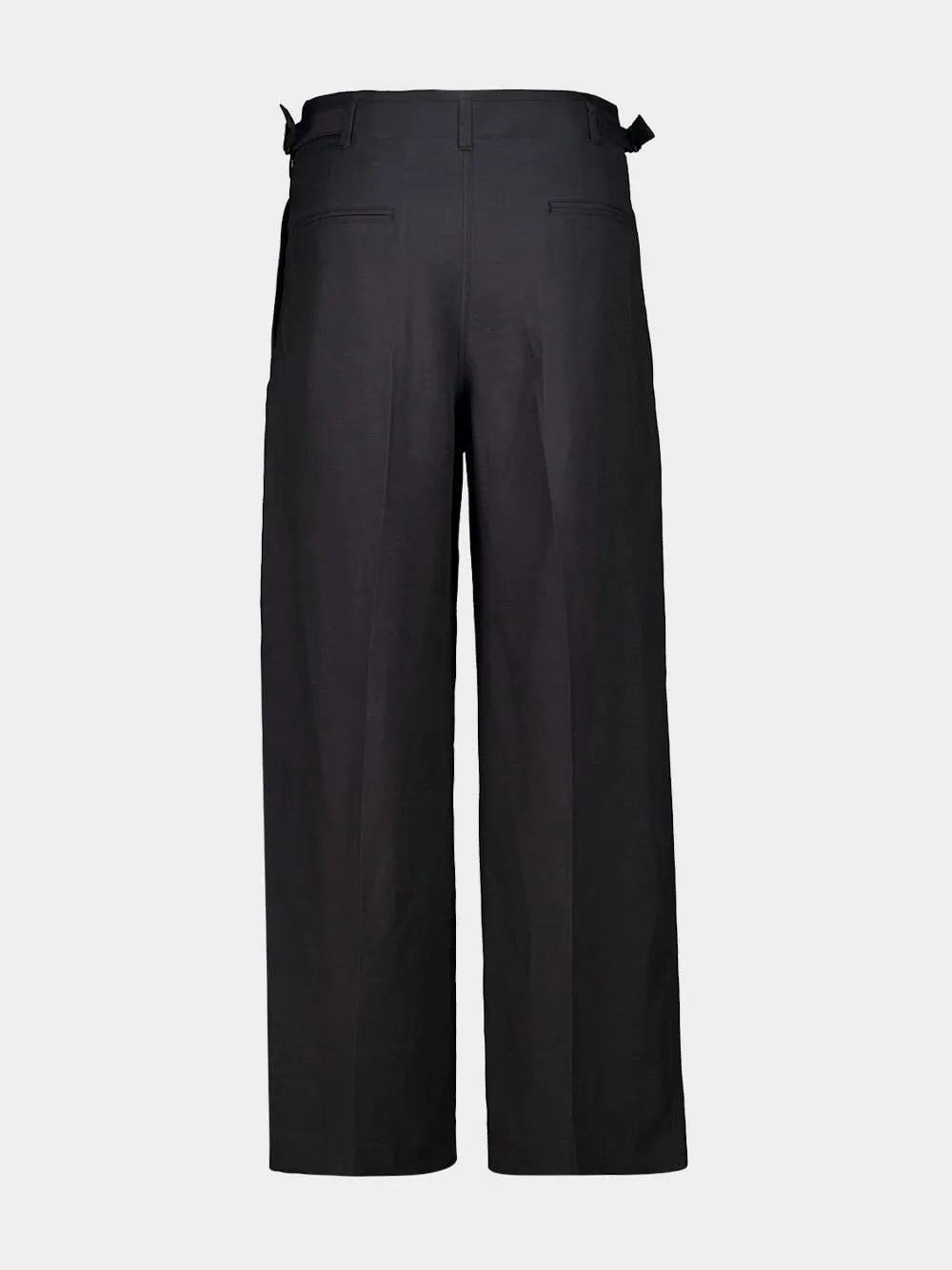 Ash Black Pleated Viscose Linen Tailored Pants sold by Fashion Clinic product image thumbnail 4