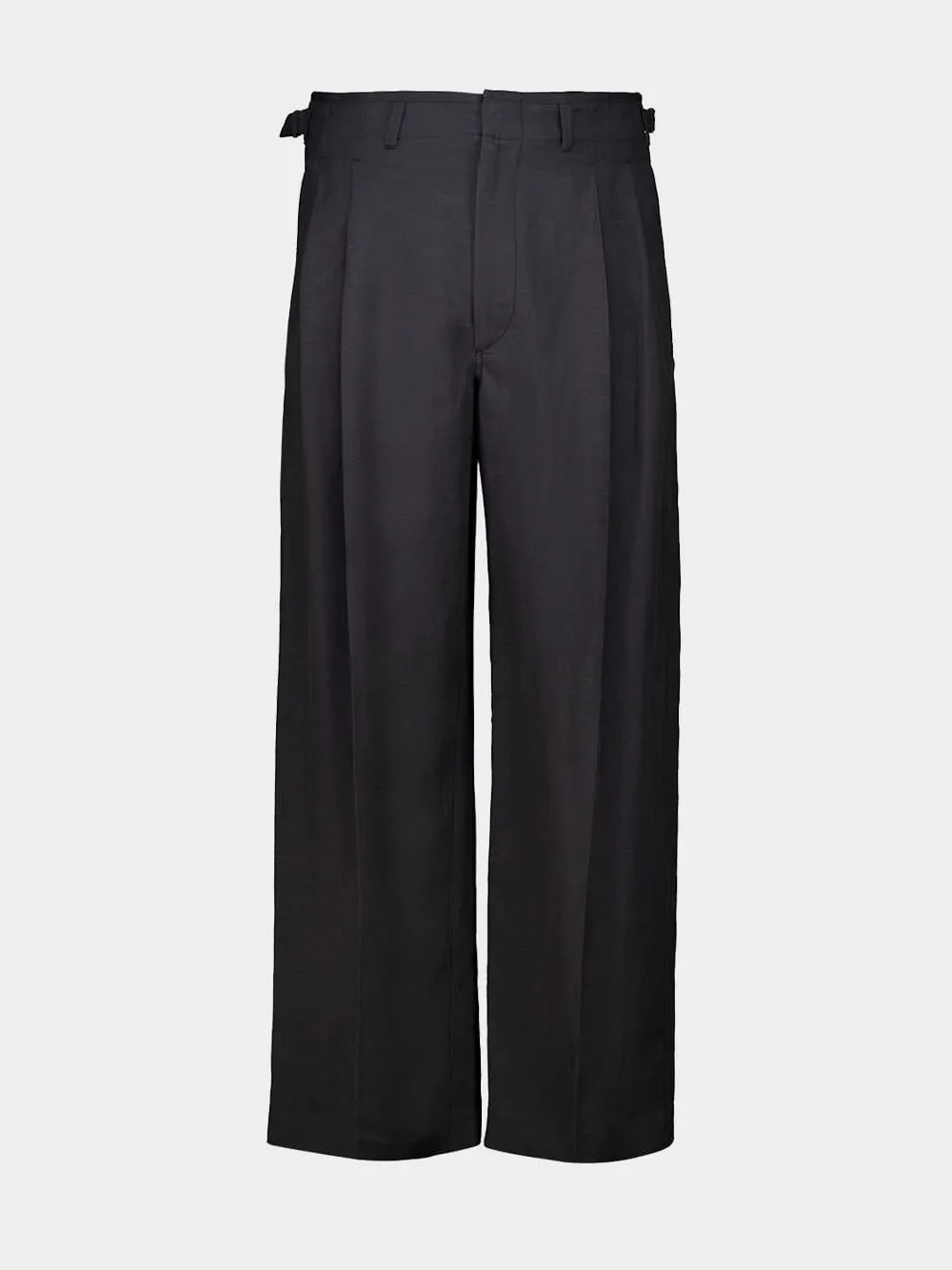 Ash Black Pleated Viscose Linen Tailored Pants sold by Fashion Clinic product image thumbnail 2