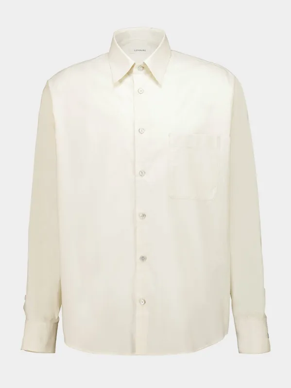 Light Cream Washed Cotton Silk Regular Shirt made by Lemaire