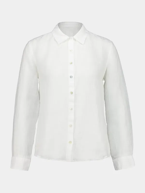 White Linen Long-Sleeve Shirt made by Fashion Clinic