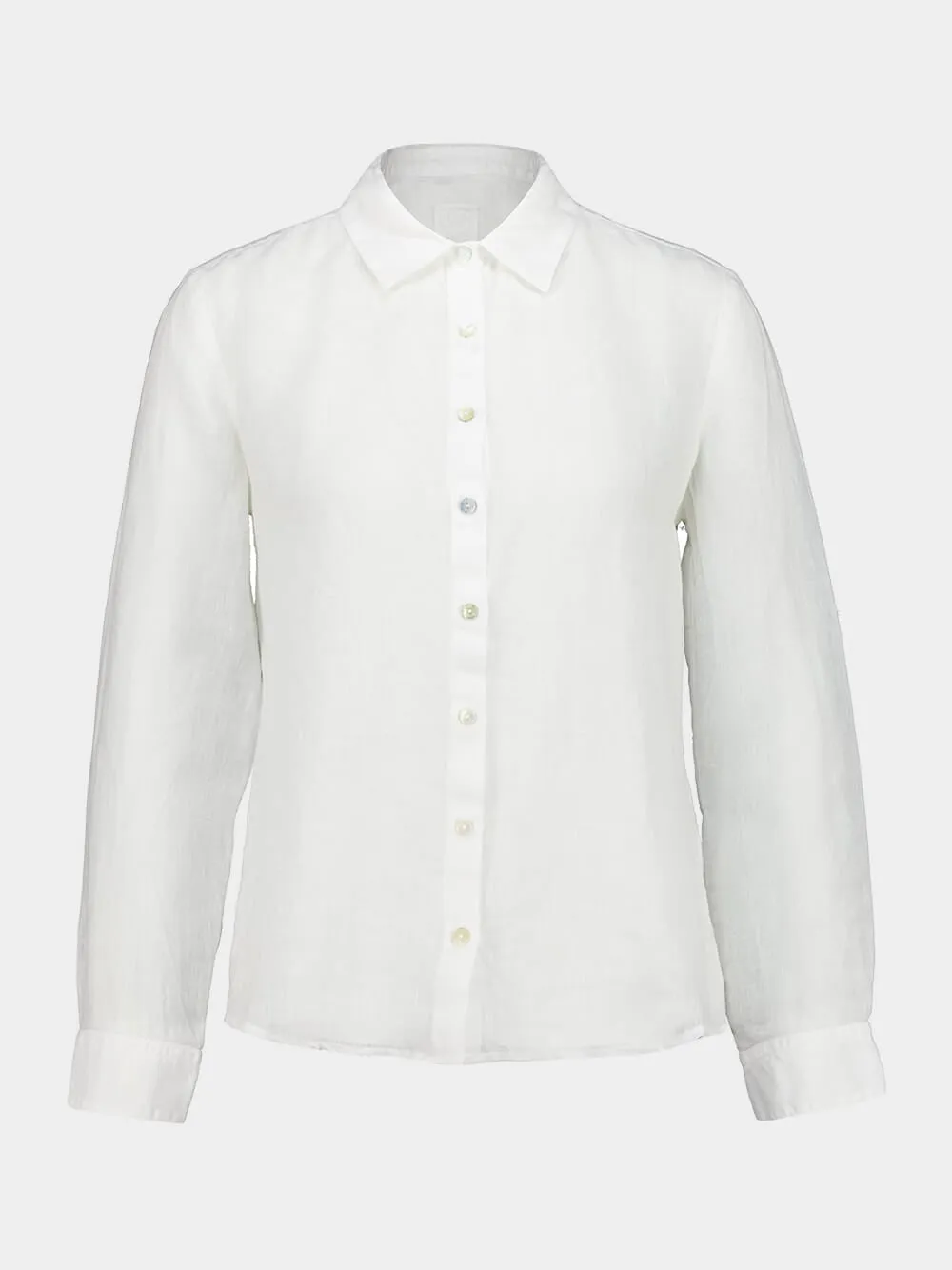 White Linen Long-Sleeve Shirt sold by Fashion Clinic