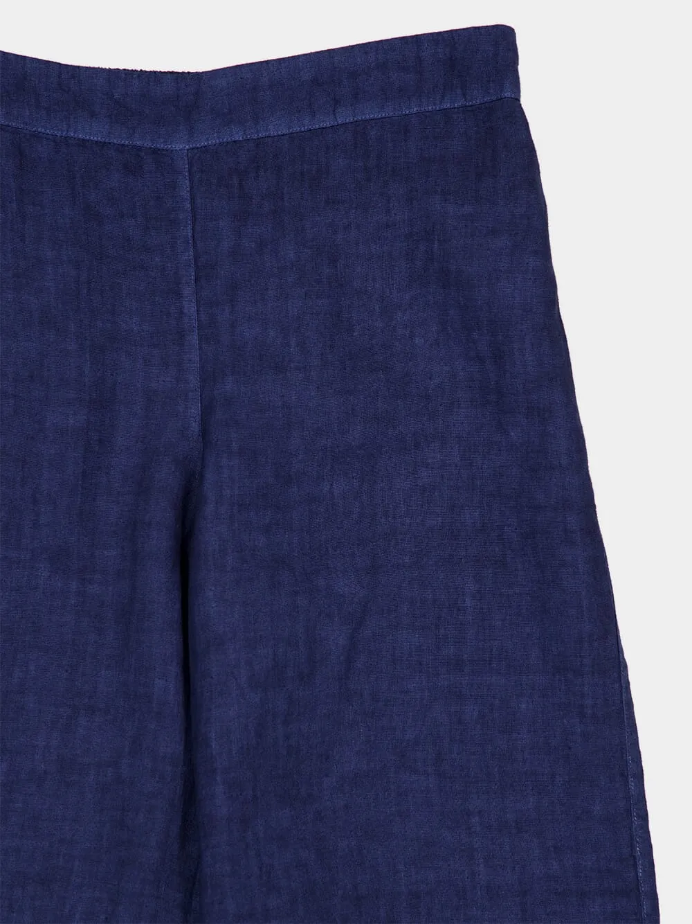 Navy Blue Wide-Leg Linen Trousers sold by Fashion Clinic product image thumbnail 3