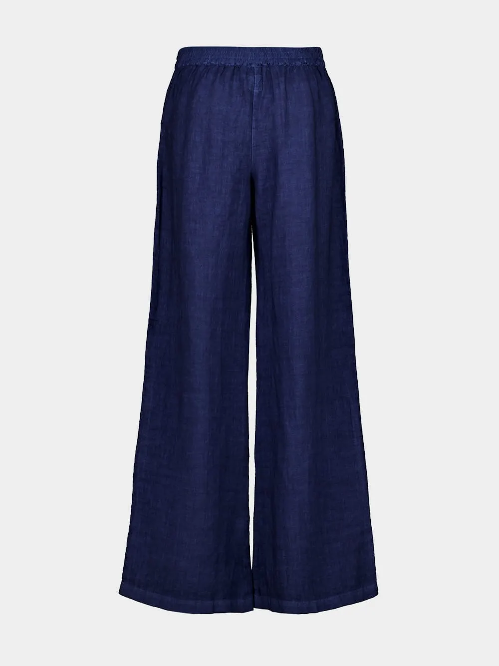 Navy Blue Wide-Leg Linen Trousers sold by Fashion Clinic product image thumbnail 2