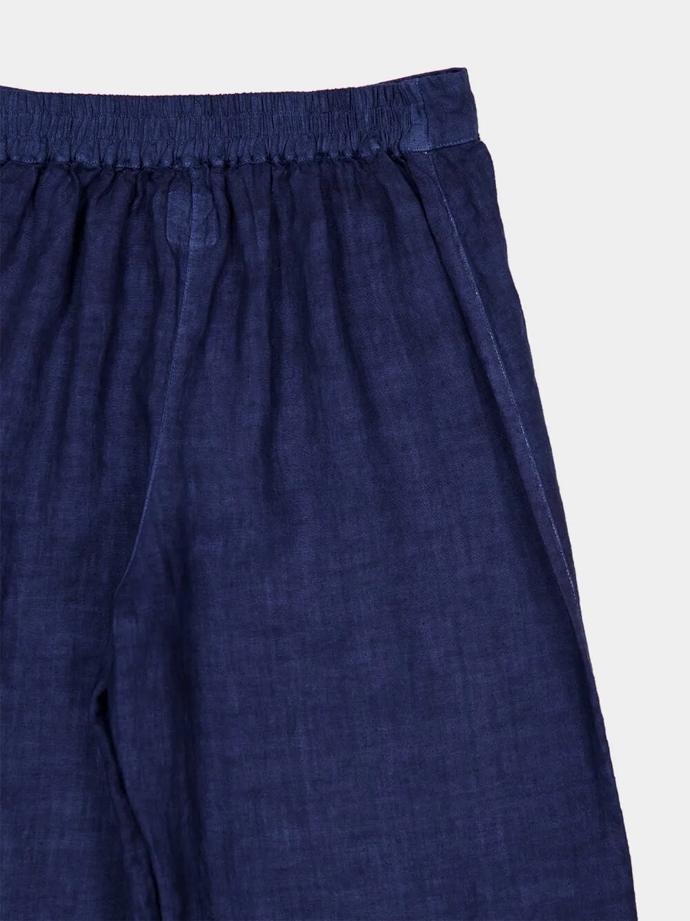 Navy Blue Wide-Leg Linen Trousers sold by Fashion Clinic product image thumbnail 4