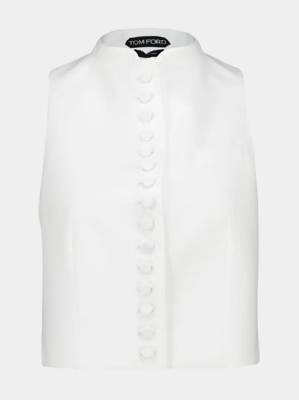 White Cotton Waist-Length Buttoned Top made by Tom Ford