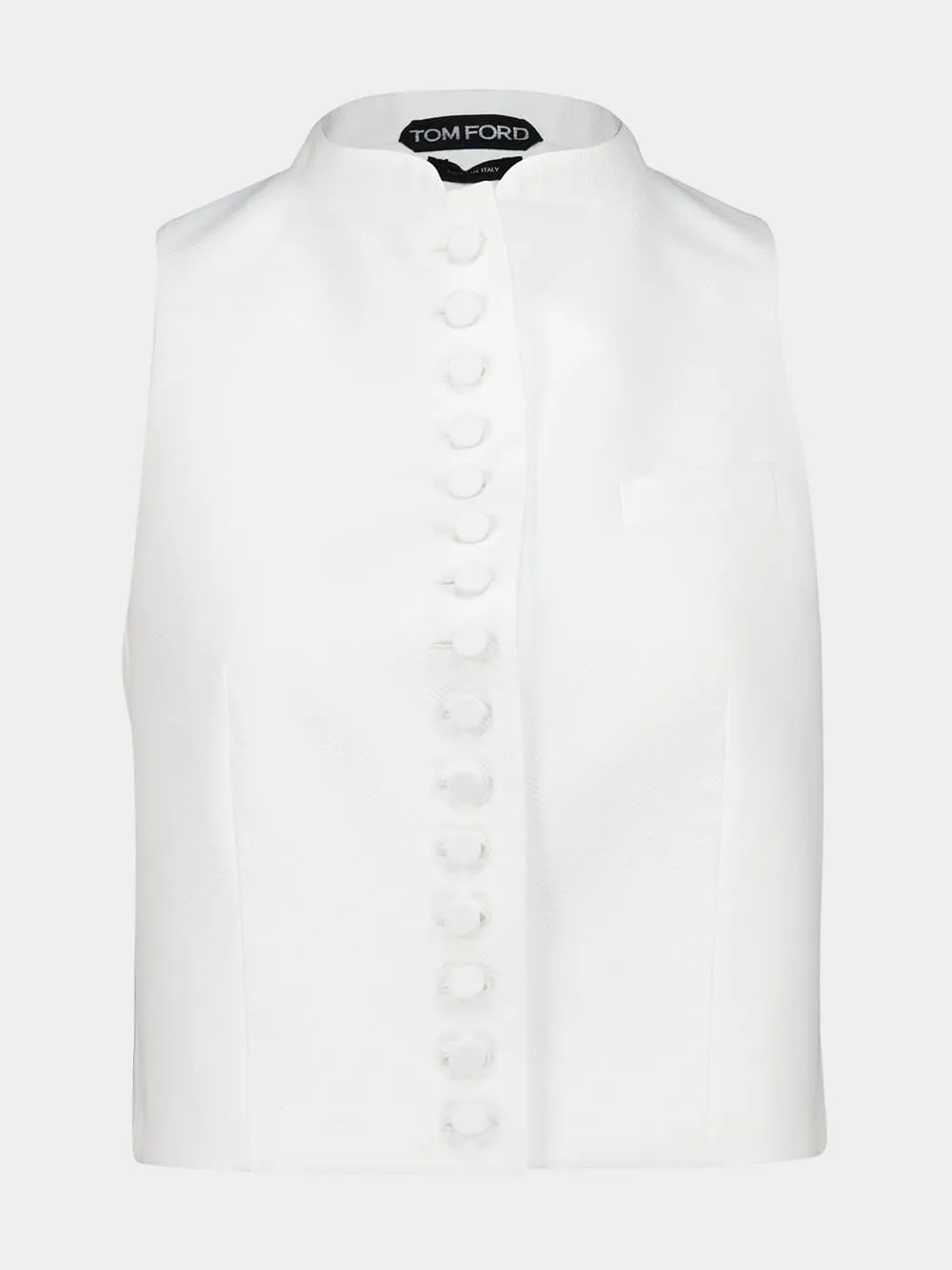 White Cotton Waist-Length Buttoned Top sold by Fashion Clinic