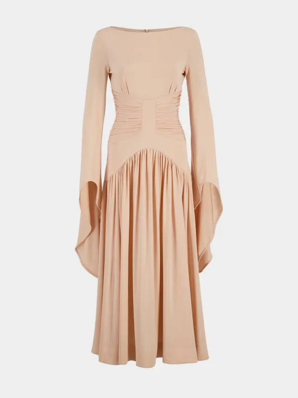 Peach Sublime Silk Midi Dress made by LA DoubleJ