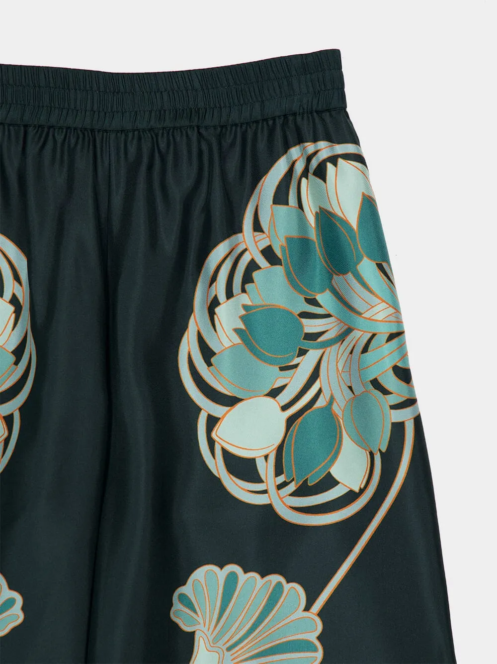 Dark Green Placée Silk Palazzo Pants sold by Fashion Clinic product image thumbnail 3