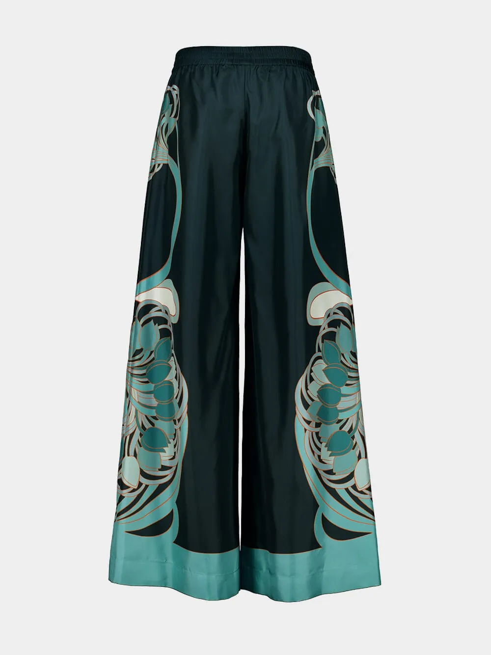 Dark Green Placée Silk Palazzo Pants sold by Fashion Clinic product image thumbnail 2