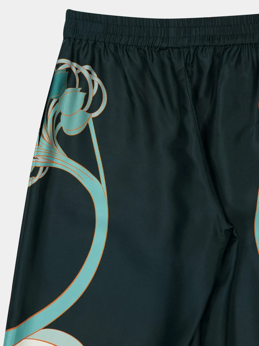 Dark Green Placée Silk Palazzo Pants sold by Fashion Clinic product image thumbnail 4