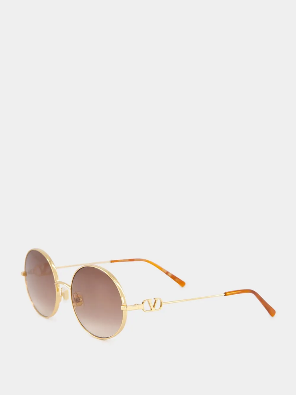 Gold and Brown V Logo Round Sunglasses sold by Fashion Clinic product image thumbnail 3