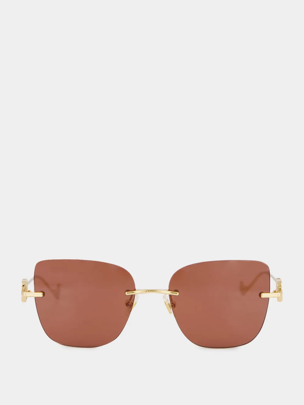 Gold and Brown Bejewelled Metal Sunglasses sold by Fashion Clinic