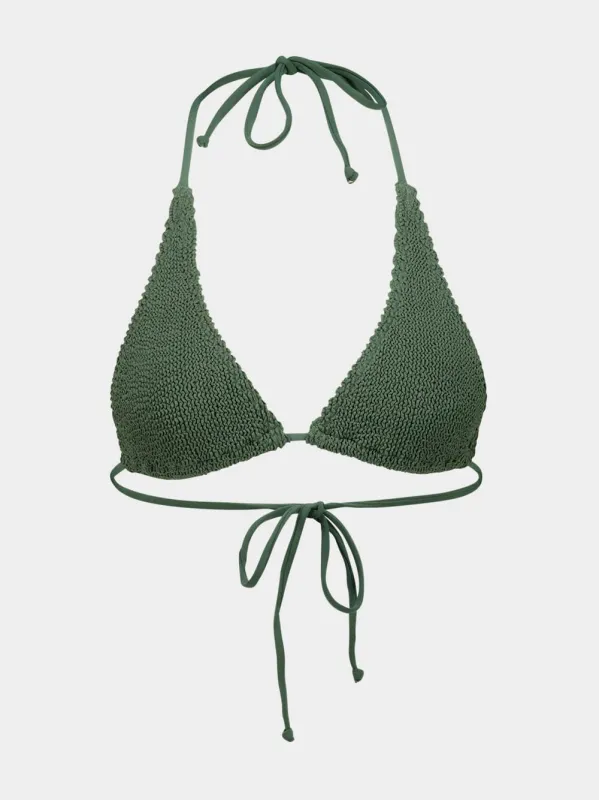 Khaki Eco Sofie Triangle Bikini Top made by Bond-Eye