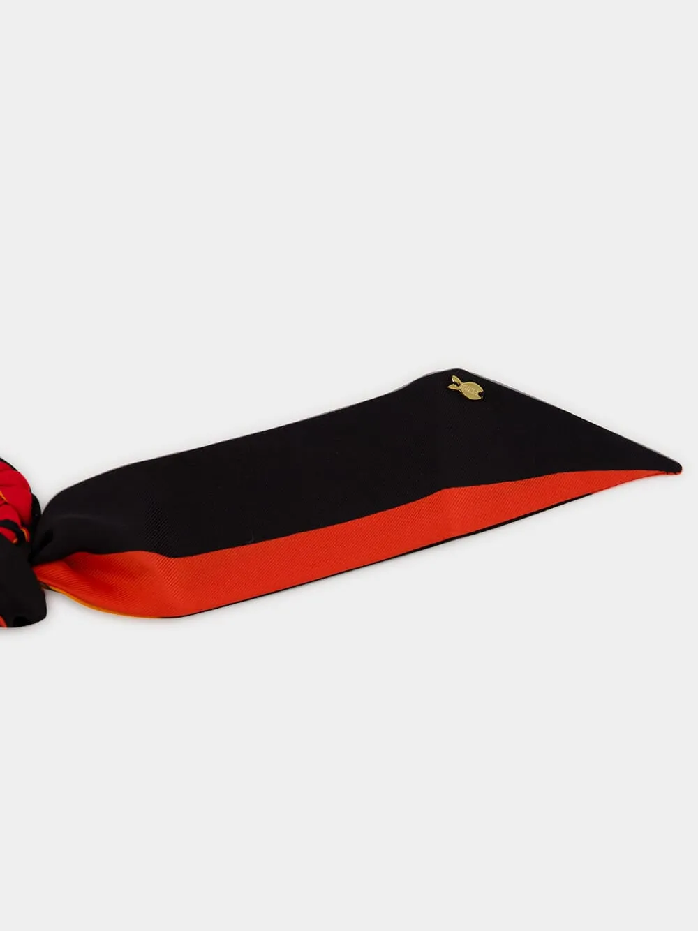 Black and Orange Silk Hair Tie with Foulard sold by Fashion Clinic product image thumbnail 2