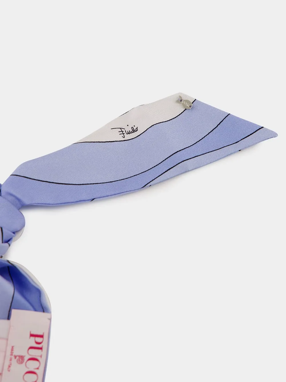 Pale Blue Silk Hair Tie with Foulard sold by Fashion Clinic product image thumbnail 2