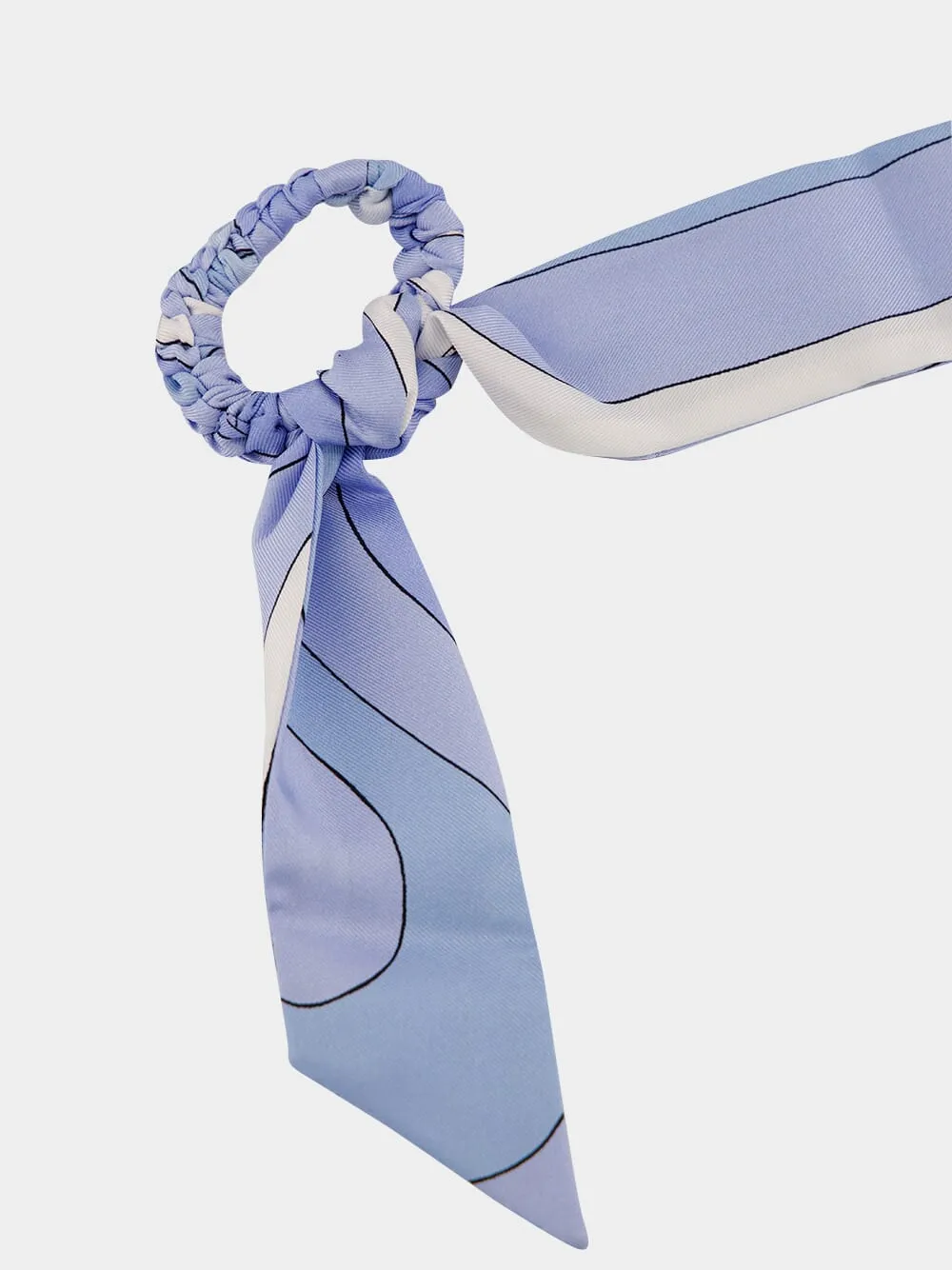 Pale Blue Silk Hair Tie with Foulard sold by Fashion Clinic product image thumbnail 3