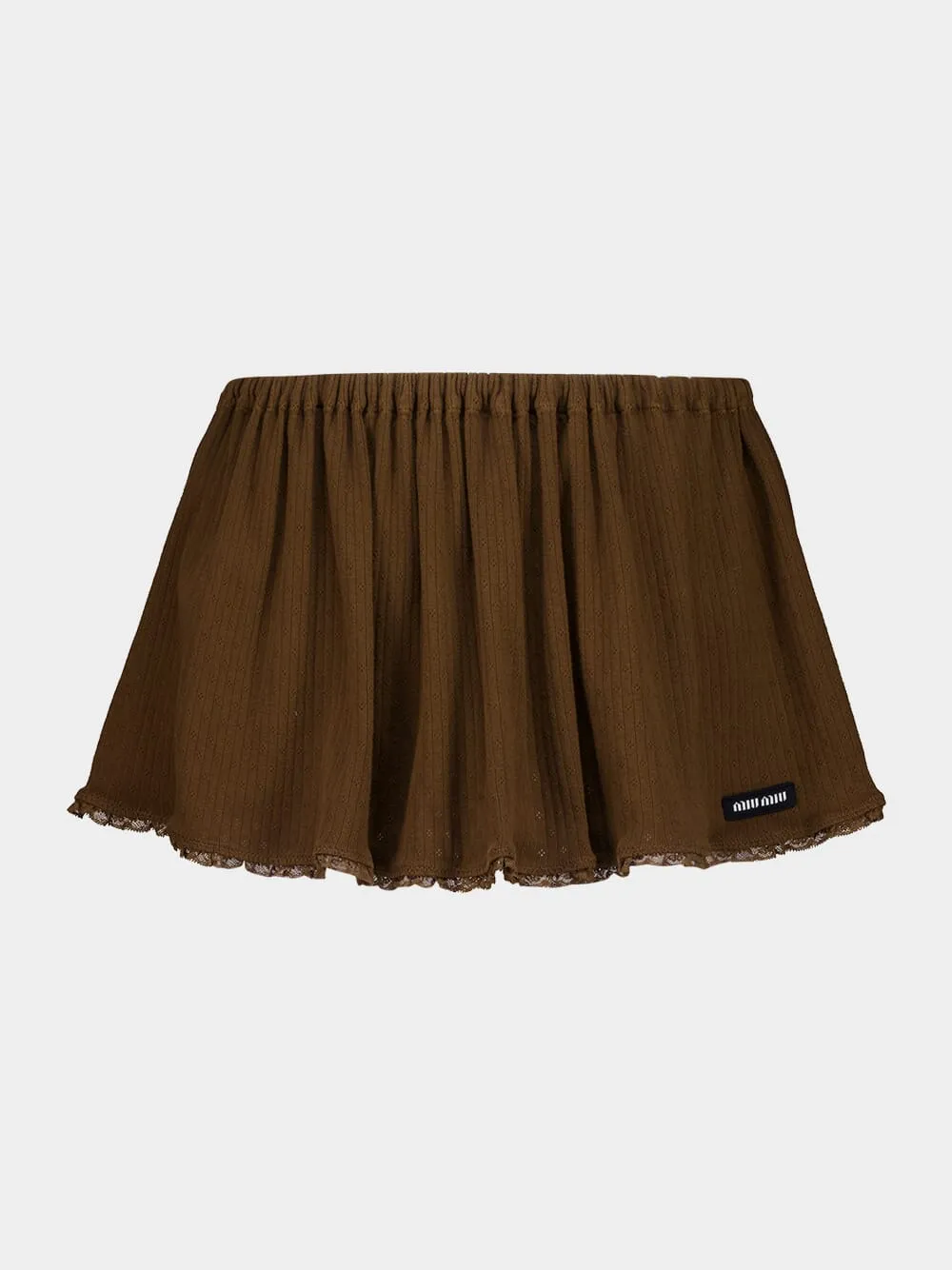 Cocoa Brown Garment-Dyed Cotton Miniskirt sold by Fashion Clinic product image thumbnail 2