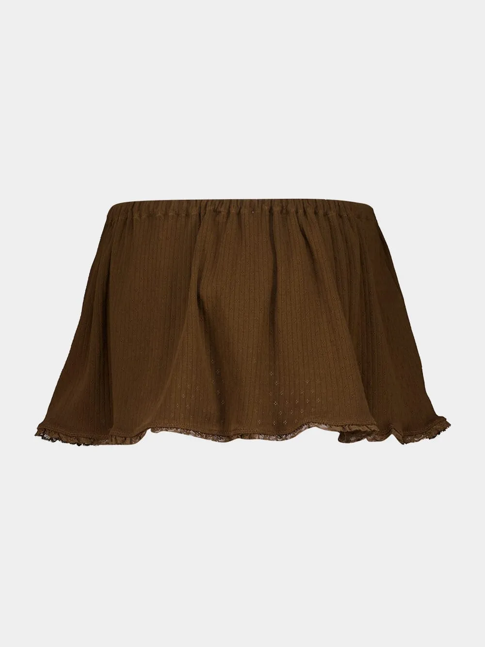 Cocoa Brown Garment-Dyed Cotton Miniskirt sold by Fashion Clinic product image thumbnail 4