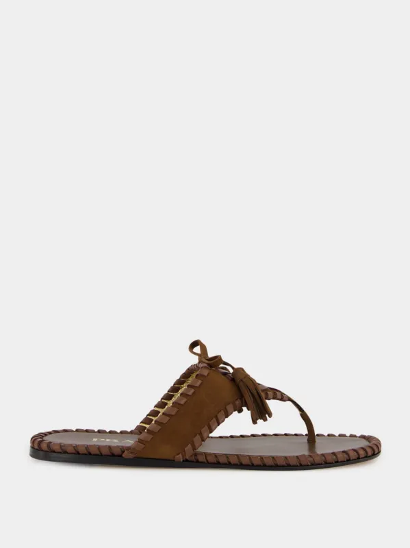 Cocoa Brown Braided Leather Thong Sandals made by Prada