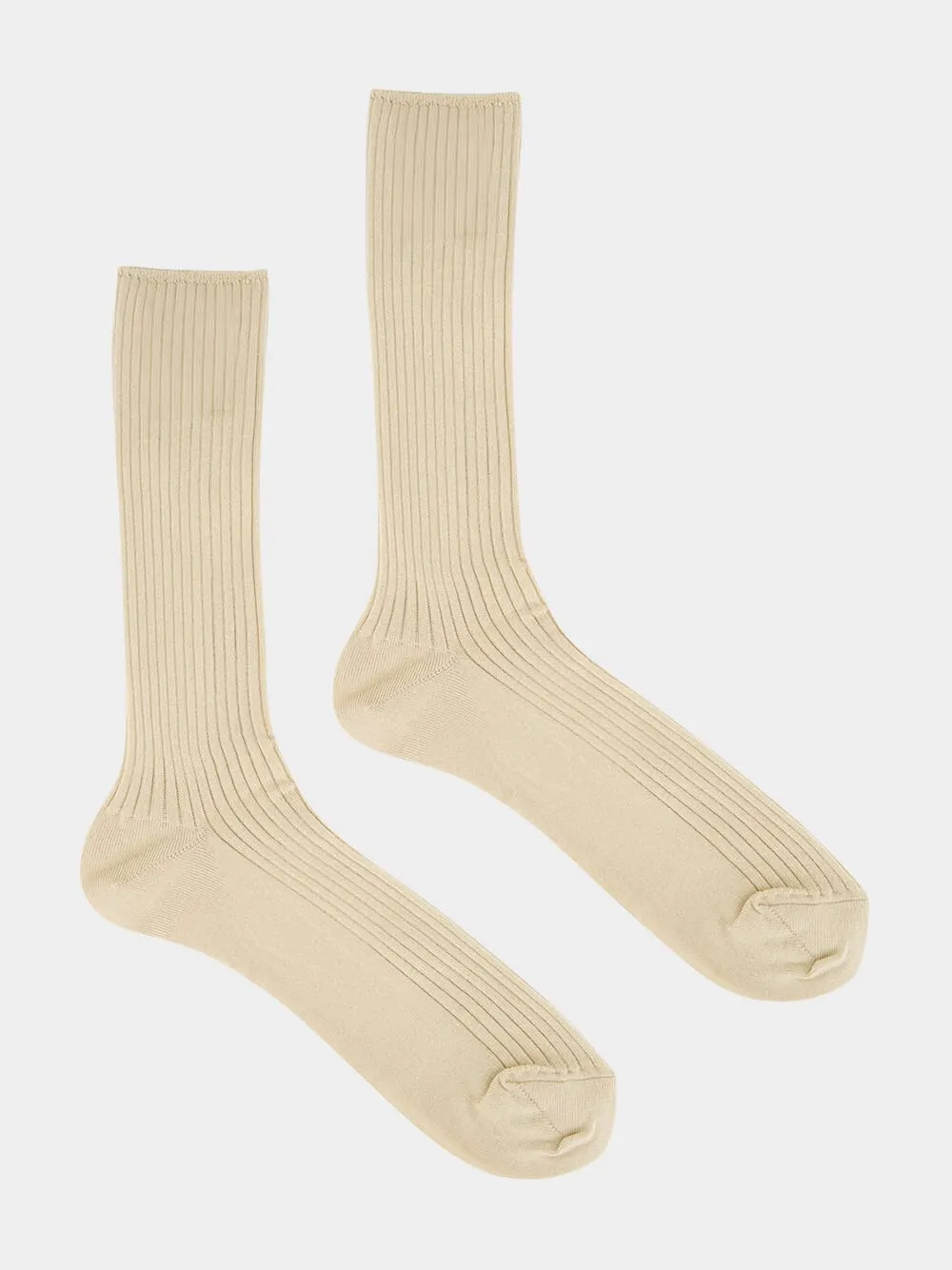 Beige Giza High Gauge Cotton Socks sold by Fashion Clinic