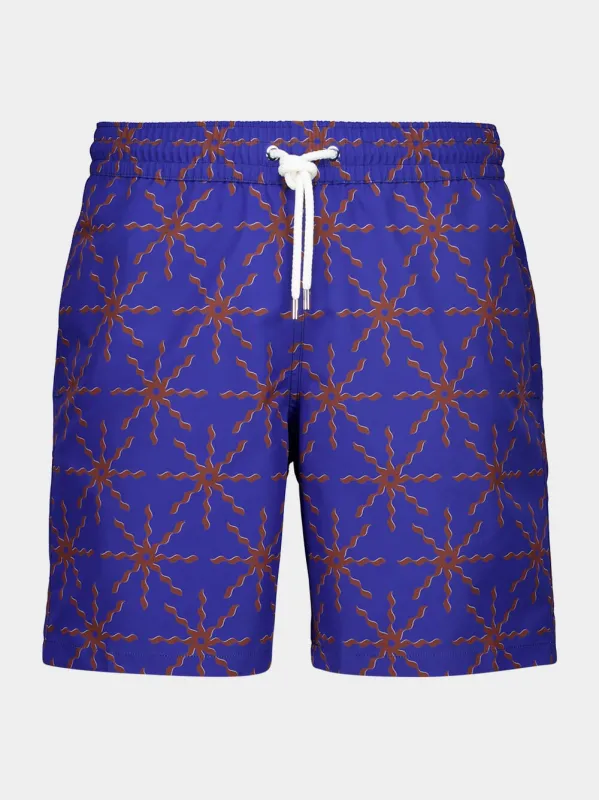 Cobalt Blue Santos O Sol Swim Shorts made by Fashion Clinic