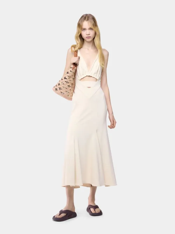 Ivory Cut-Out Midi Dress in Viscose Jersey made by Rabanne