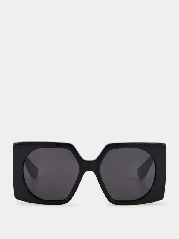 Black Vain Bold Sunglasses in Recycled Acetate made by Valentino Garavani